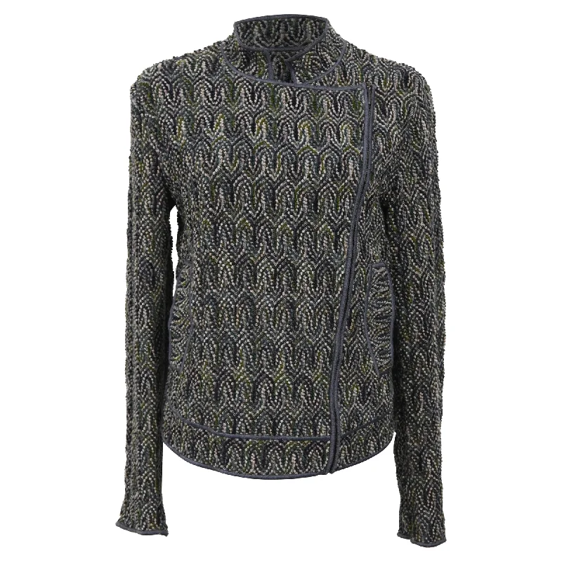 Missoni Knitted Overlap Zipped jacket in Multicolor Wool