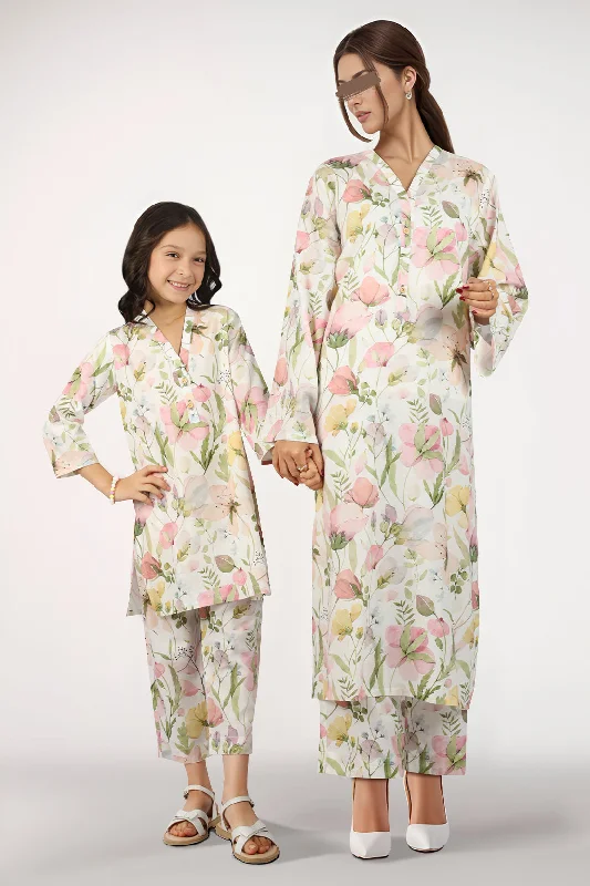 SAYA's Stitched Printed Cambric/Lawn For Mom And Daughter