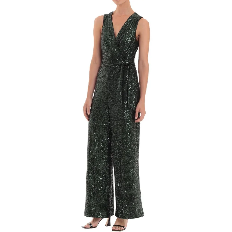 Womens Sequined Wrap Jumpsuit