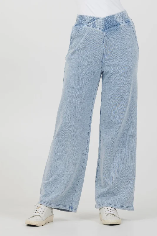 Washed Denim Terry Fleece Pant