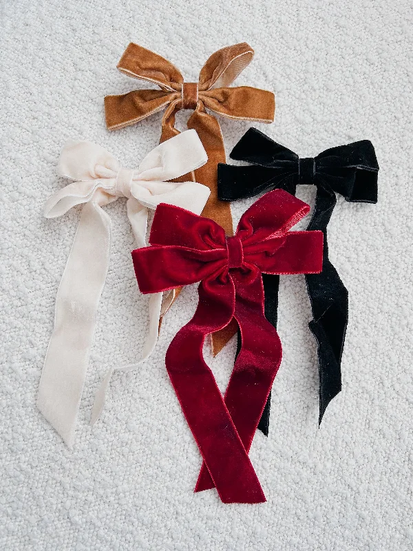 Velvet Ribbon Bow Clips