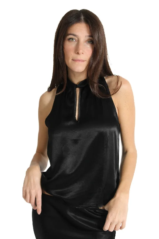 Black Riley Silky Tank Top