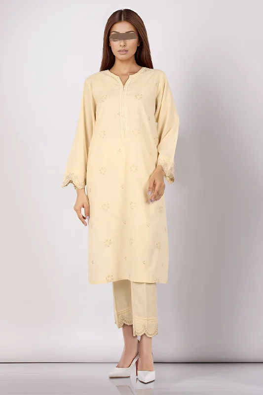 Solid Embroidered Polyester Stitched 2 Piece (Shirt/Trouser)