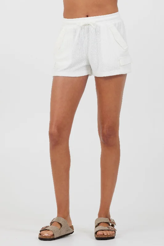 White Cord Terry Shorts