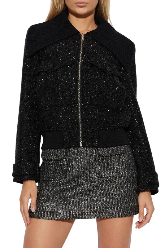 Boucle Bomber Jacket In Black