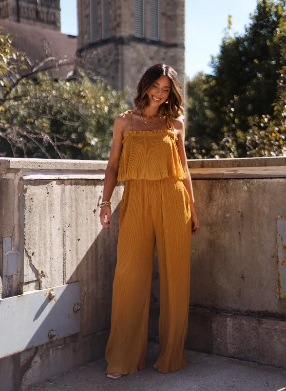 Mustard Pleated Jumpsuit