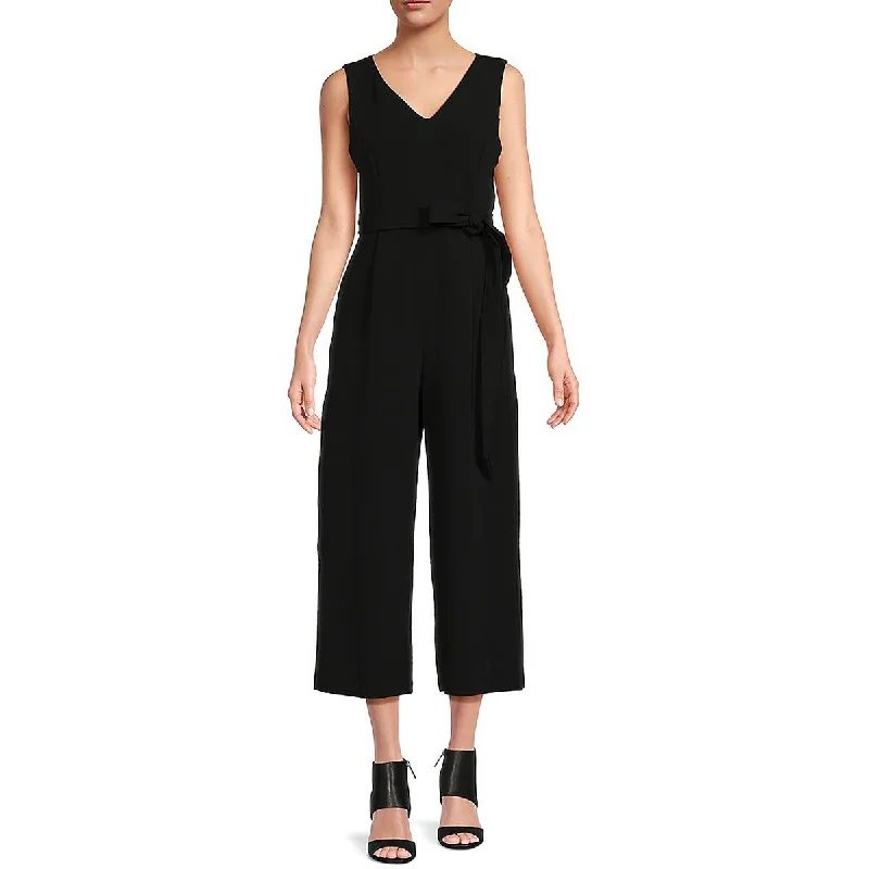 Womens Belted Cropped Jumpsuit