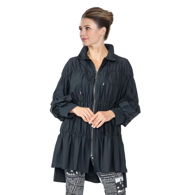 IC Collection Zip Front Parachute Jacket in Black 8420J-BLK