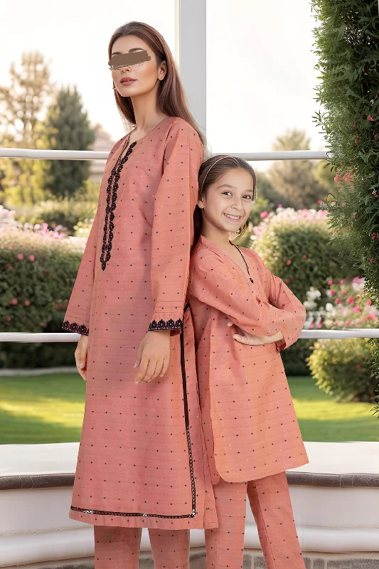 SAYA's Printed Cotton Jacquard Embroidered Stitched For Mom And Daughter