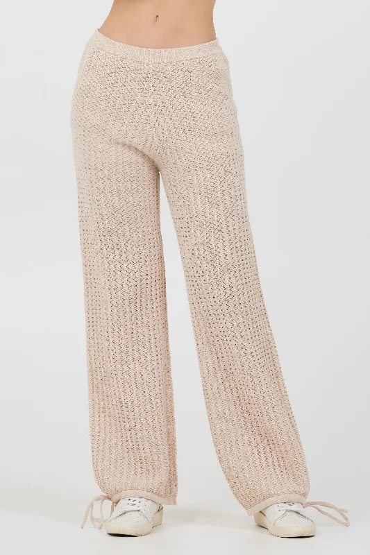 Bali Beige Open Crochet Tie Pants