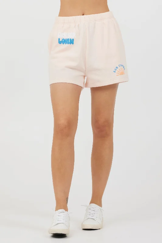 Peach Parfait W/ Multi Puff "Sunchaser" Surf Wash Shorts