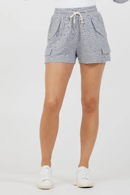 Heather Grey Bounded Textured Jersey Shorts