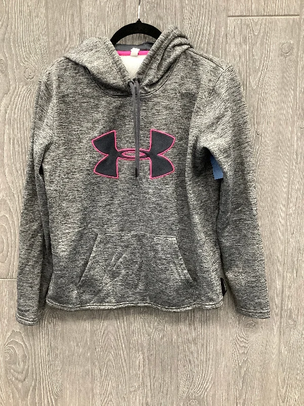 Athletic Sweatshirt Hoodie By Under Armour In Grey, Size: M