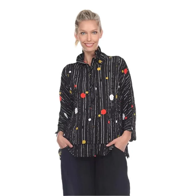 Moonlight "Dots & Stripes" High-Low Button Front Shirt/Jacket - 2694