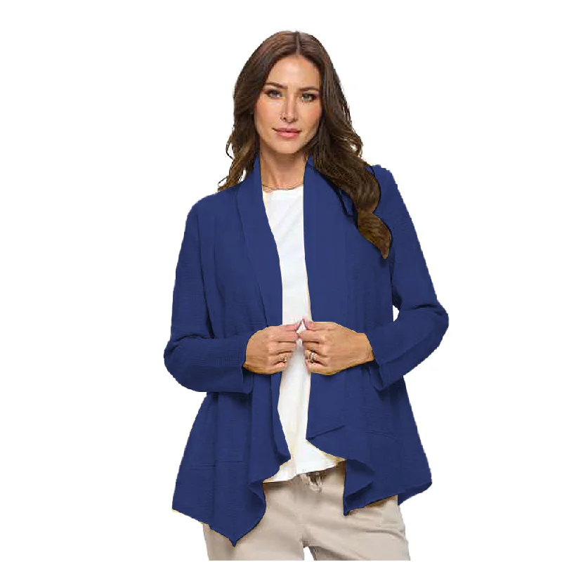 Focus Lightweight Waffle Cardigan in Navy- LW-116-NY