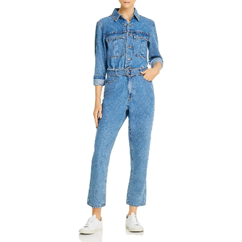 Womens Collared Cuffed Jumpsuit