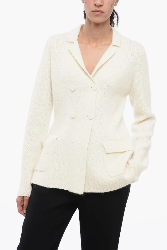 Fabiana Filippi Double-Breasted Slim Fit Knitted Blazer With Sequines