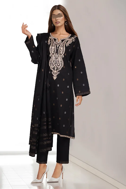 Embroidered Cotton Jacquard Stitched 3 Piece