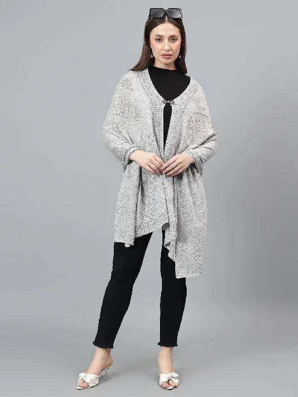 Women's Casual Grey Self Design Stole