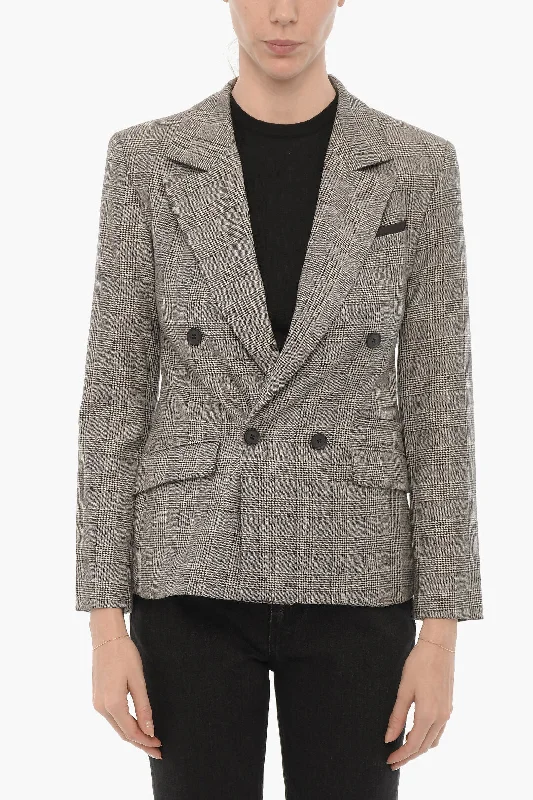 AllSaints NEWLIFE&WOOL Districk Checked Double Breated Blazer