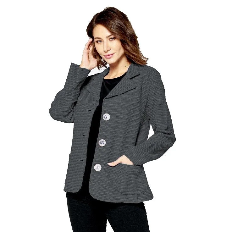 Focus Button Front Waffle Jacket in Graphite - SW203-GRP - Size XL Only!