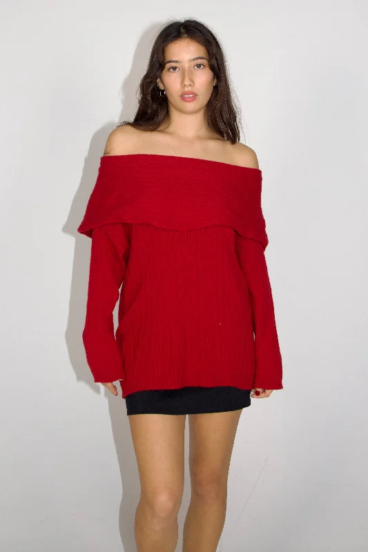 Juliette Off Shoulder Knitted Long Sleeve Top