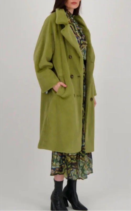 Oversized Faux Fur Coat In Celery