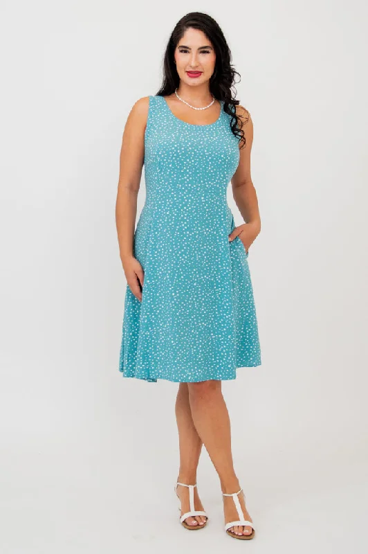 Sara Dress, Denim Polka