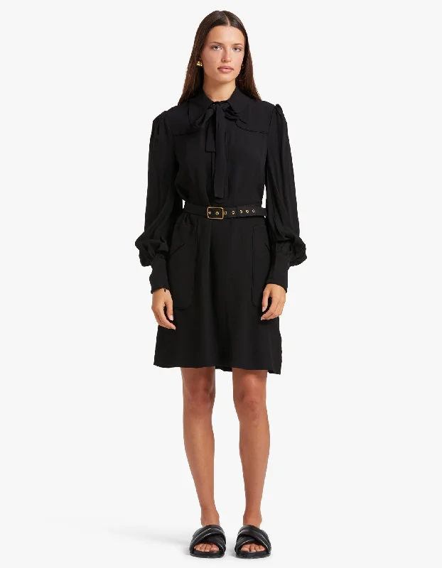 Collared Swing Dress - Black