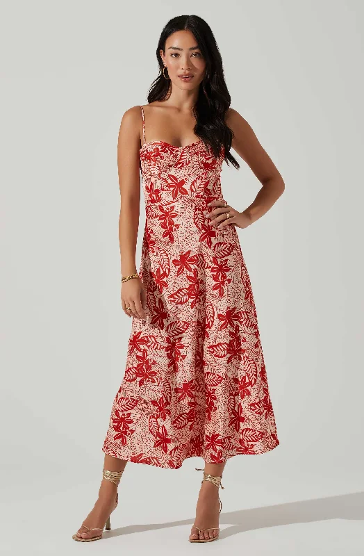 Josiane Floral Sweetheart Midi Dress