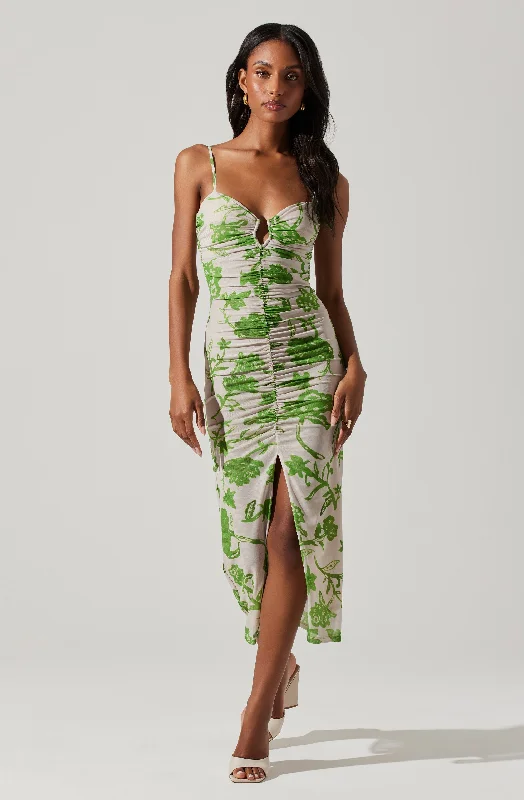 Palmero Floral Ruched Midi Dress