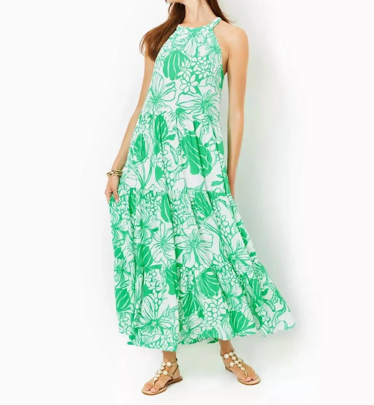 Beccalyn Halter Maxi Dress In Spearmint Oversized Kiss My Tulips