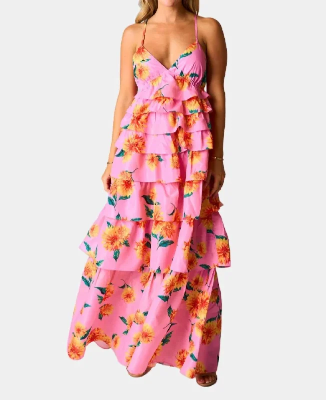 Callie Tiered Maxi Dress In Sunflower