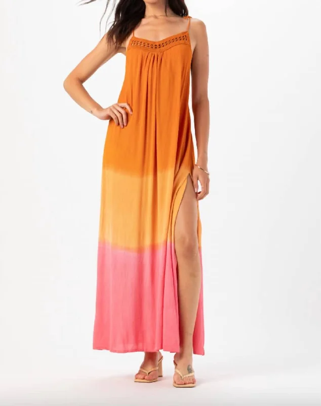 Canggu Maxi Dress In Rust/pink/ombre