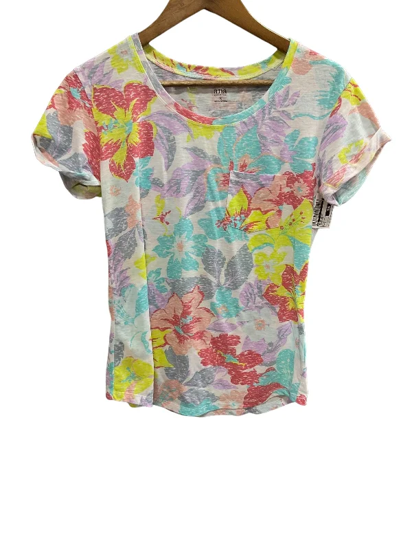 Floral Print Top Short Sleeve Basic Ana, Size S