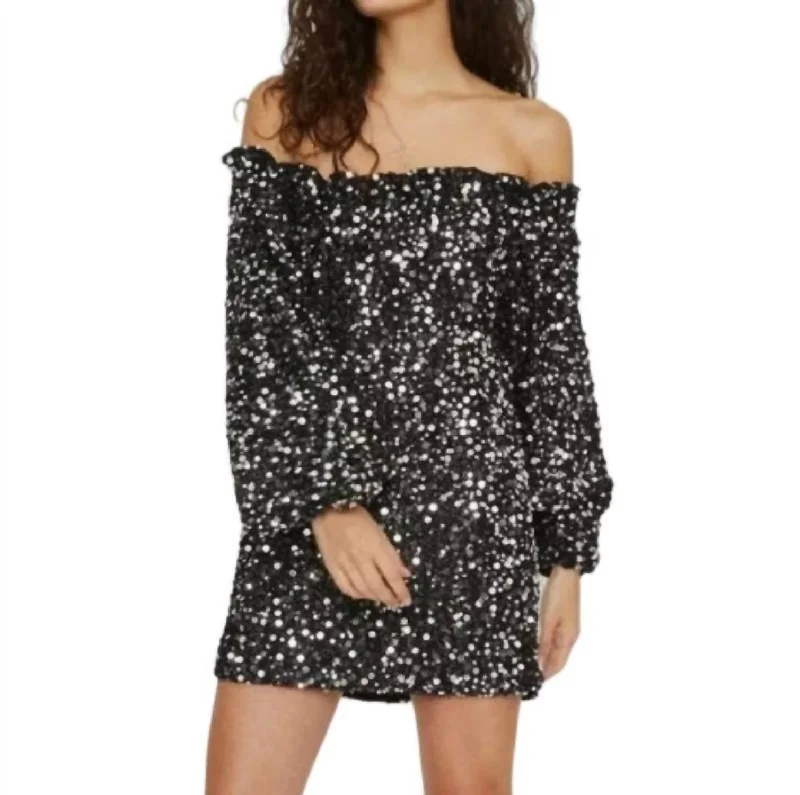 Gloria Mini Dress In Black Silver