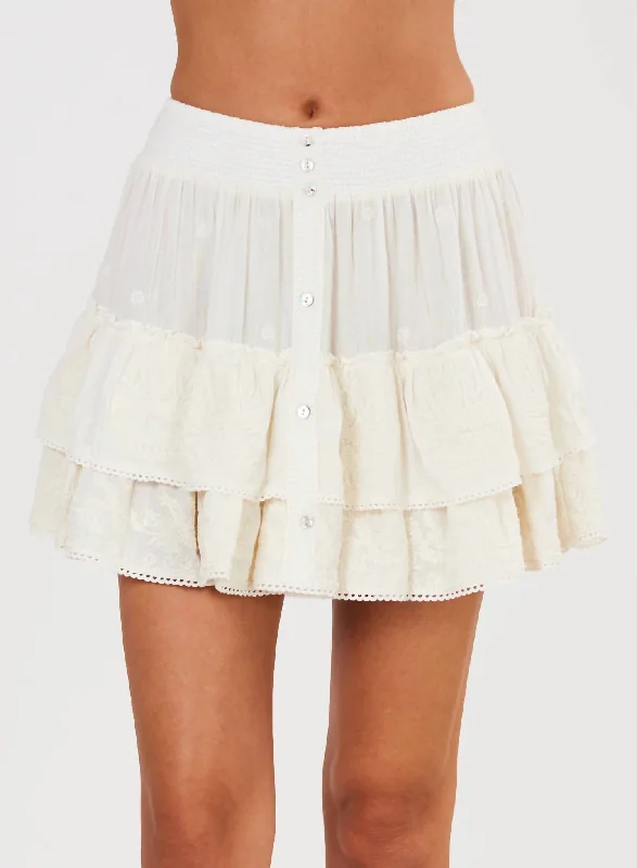 Mina Embroidered Mini Skirt In Ecru