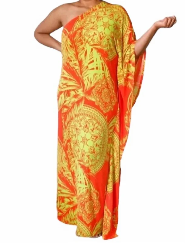 One Shoulder Maxi Dress In Marigold