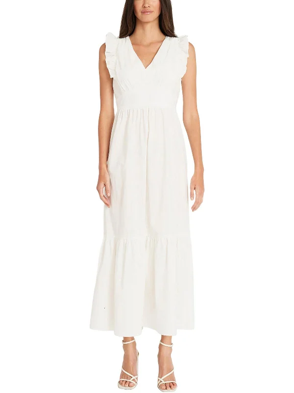 Womens Cotton V-Neck Maxi Dress