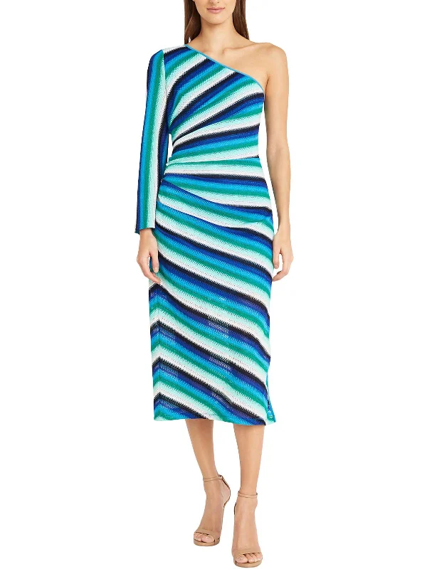 Womens Crochet Striped Maxi Dress