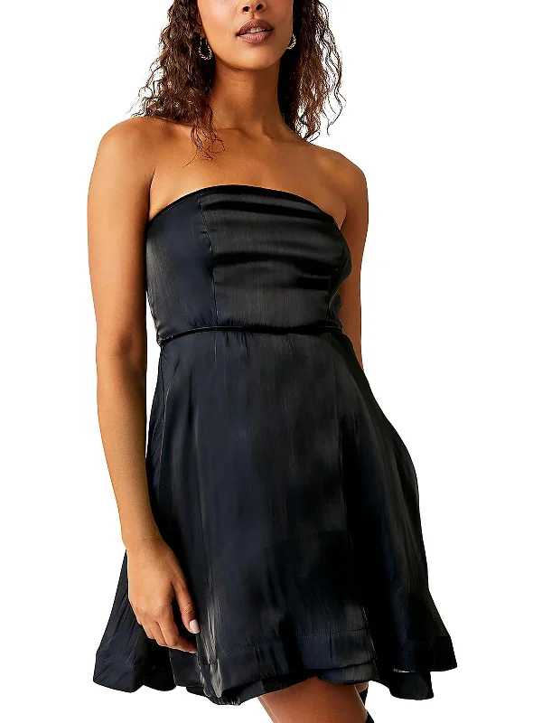 Womens Layered Strapless Mini Dress