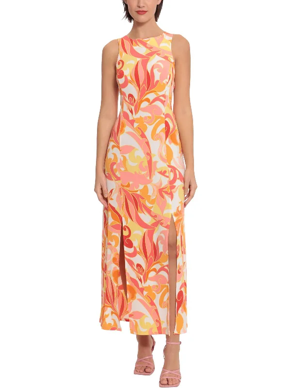 Womens Printed Sleeveless Maxi Dress