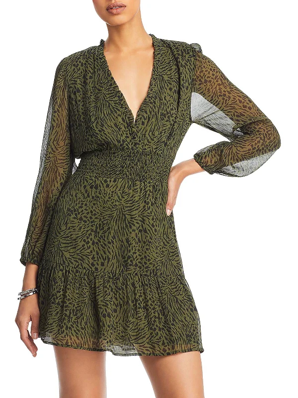 Womens Silk Printed Mini Dress