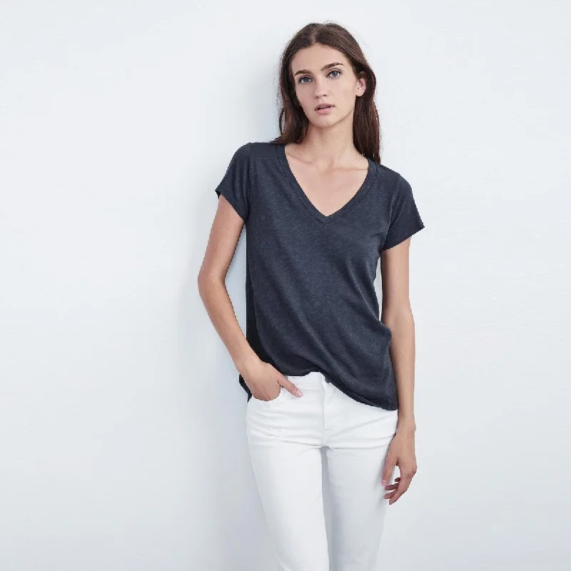 Jilian Orignal S/S V-Neck Top (Blue Chip)