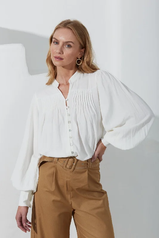 Moira White Balloon Sleeve Blouse