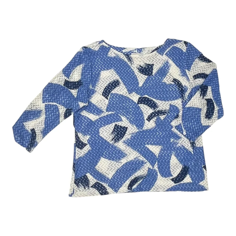 TOP 3/4 SLEEVE by RUBY RD In BLUE & WHITE, Size: L