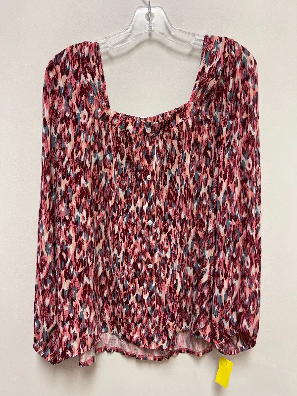 Top Long Sleeve By Loft In Blue & Purple, Size: Xl