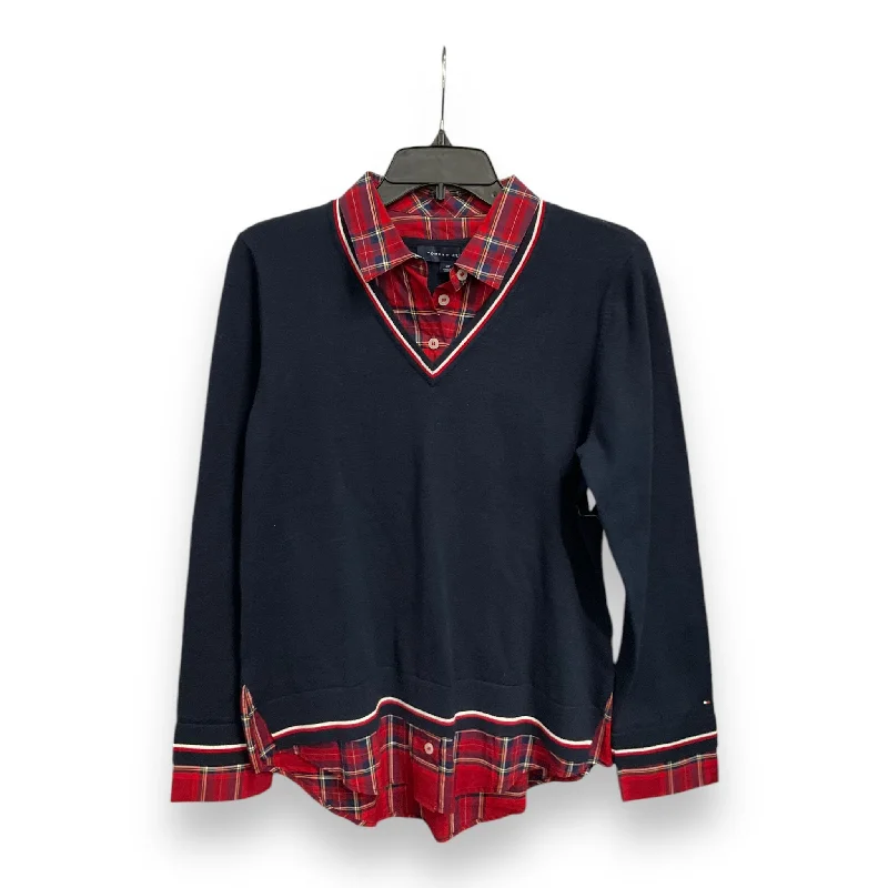 Top Long Sleeve By Tommy Hilfiger In Blue & Red, Size: S