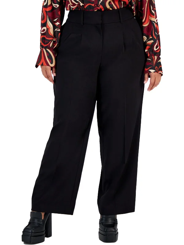 Plus Womens Mid Rise Office Dress Pants