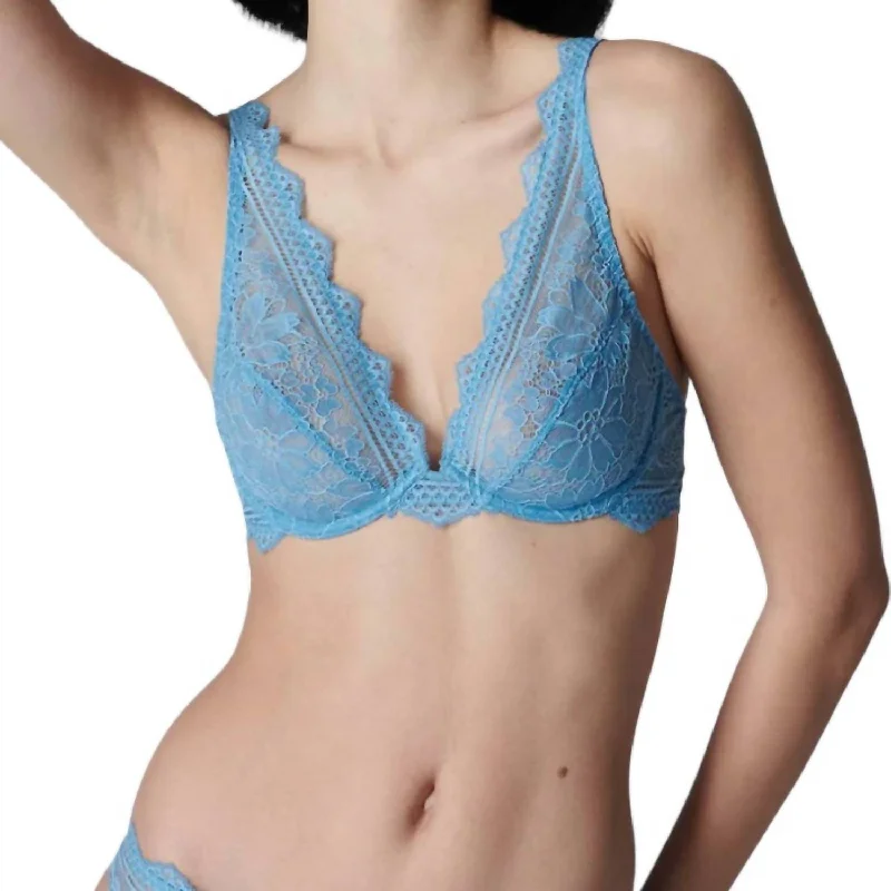 Freesia Push Up Plunge Bra In Himalayan Blue